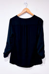 Blouse noire avec manches froncées seconde main - Le Château- La Penderie du Paradis