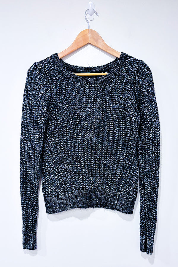 Chandail en tricot noir et argent métallisé* seconde main - Dynamite- La Penderie du Paradis