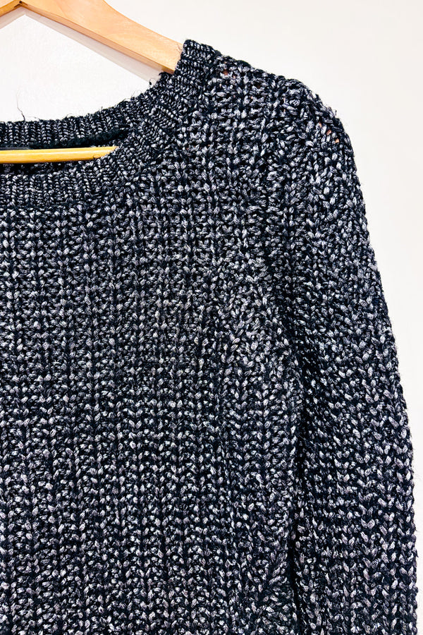 Chandail en tricot noir et argent métallisé* seconde main - Dynamite- La Penderie du Paradis