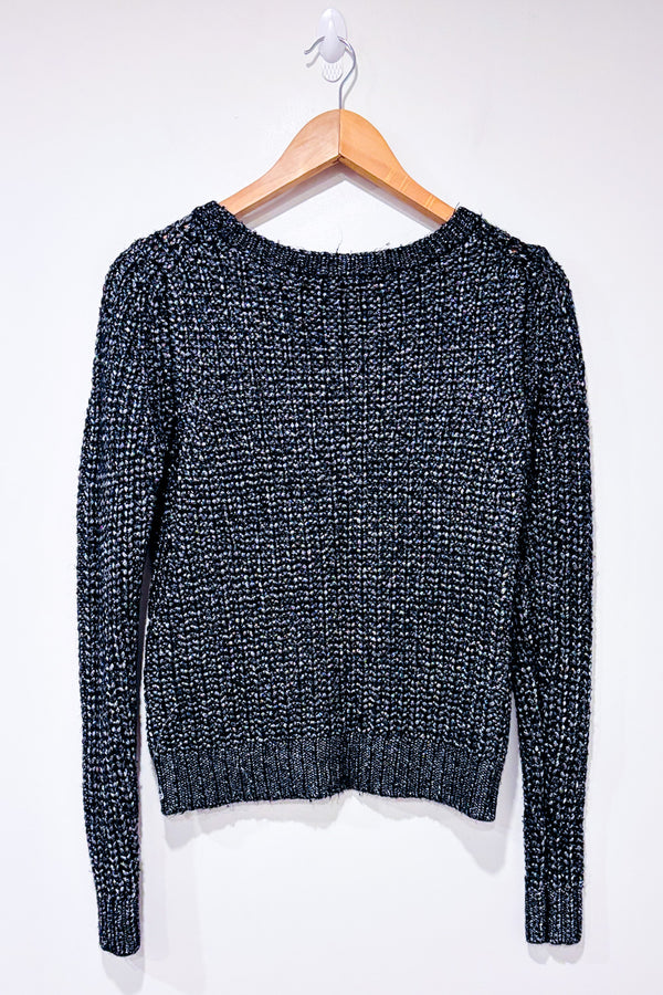 Chandail en tricot noir et argent métallisé* seconde main - Dynamite- La Penderie du Paradis