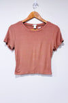 T-shirt court côtelé taupe seconde main - Bozzolo- La Penderie du Paradis