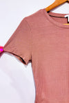 T-shirt court côtelé taupe seconde main - Bozzolo- La Penderie du Paradis