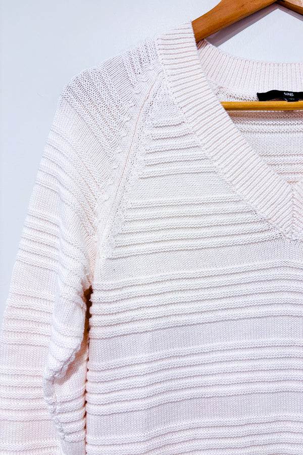 Chandail beige en tricot texturé seconde main - Tag- La Penderie du Paradis