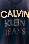 T-shirt noir basique seconde main - Calvin Klein- La Penderie du Paradis
