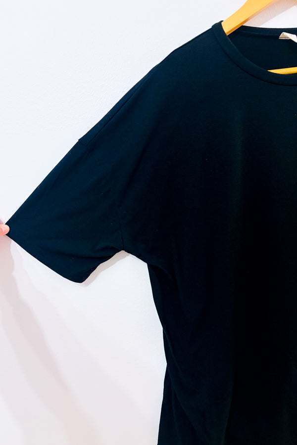 T-shirt noir oversized Smiley ''enjoy the little things'' seconde main - Romwe- La Penderie du Paradis