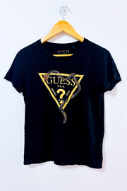 Black t-shirt with beaded snake