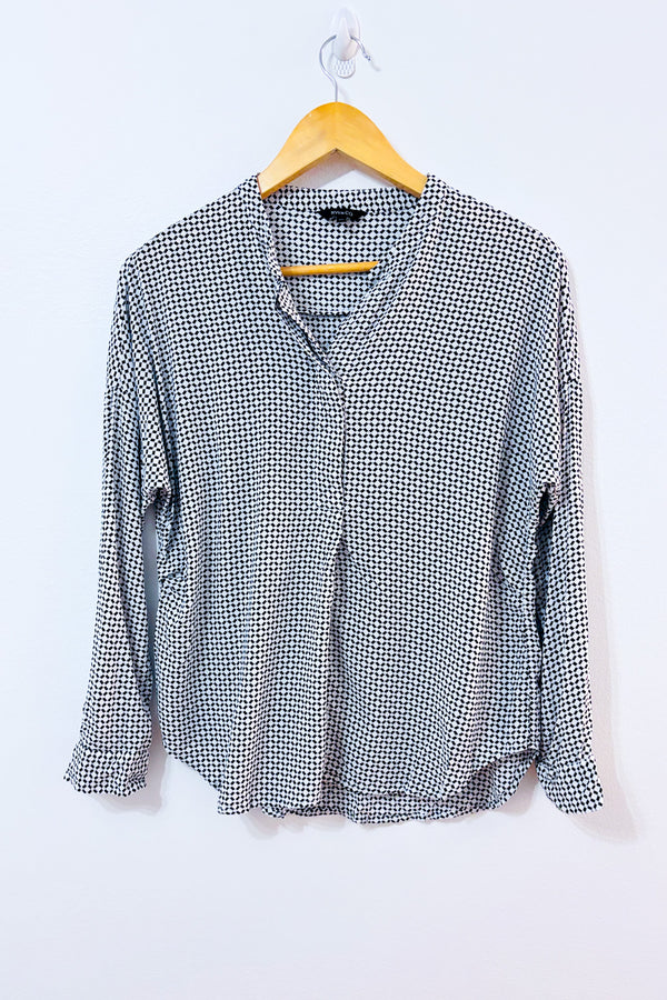 Blouse noire et blanche à motifs seconde main - RW&CO.- La Penderie du Paradis