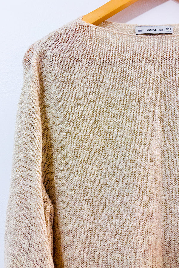 Chandail crème en maille seconde main - Zara- La Penderie du Paradis