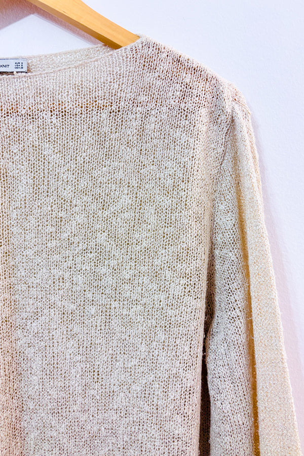 Chandail crème en maille seconde main - Zara- La Penderie du Paradis