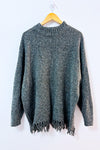 Haut ample vert en tricot avec franges seconde main - AE Sports and co.- La Penderie du Paradis