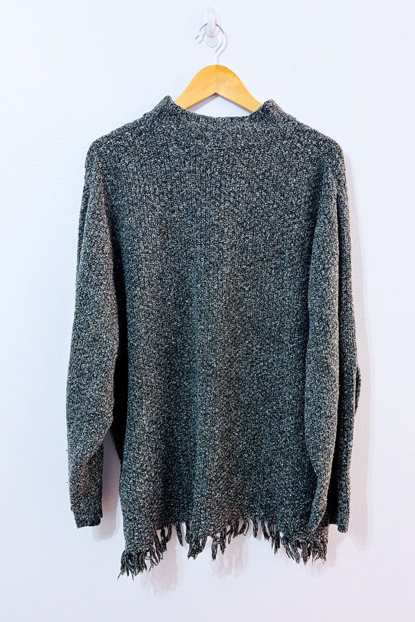 Haut ample vert en tricot avec franges seconde main - AE Sports and co.- La Penderie du Paradis