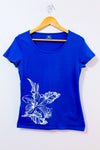 T-shirt indigo à imprimé floral seconde main - Jones New York- La Penderie du Paradis