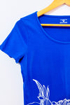T-shirt indigo à imprimé floral seconde main - Jones New York- La Penderie du Paradis