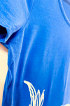 T-shirt indigo à imprimé floral seconde main - Jones New York- La Penderie du Paradis