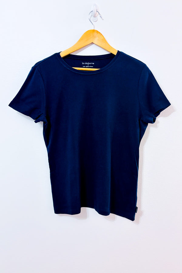 T-shirt basique marine seconde main - Liz Claiborne- La Penderie du Paradis