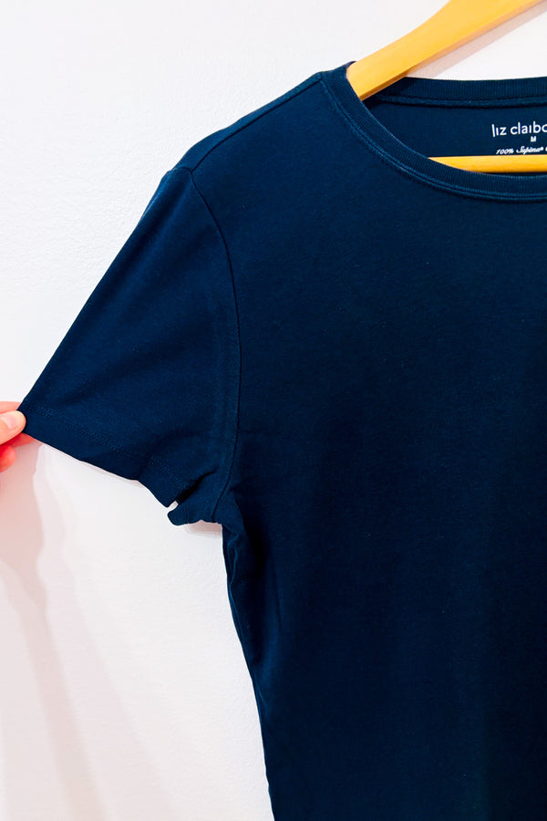 T-shirt basique marine seconde main - Liz Claiborne- La Penderie du Paradis