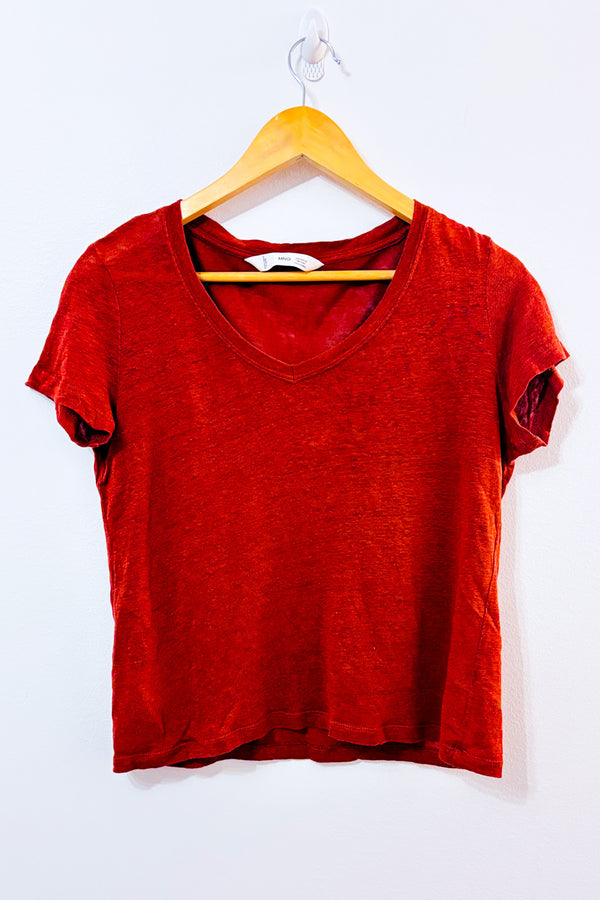 T-shirt court basique orange brulé seconde main - Mango- La Penderie du Paradis