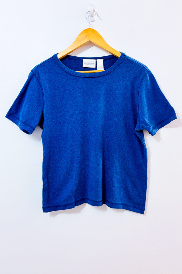 T-shirt bleu basique seconde main - Liz Claiborne- La Penderie du Paradis