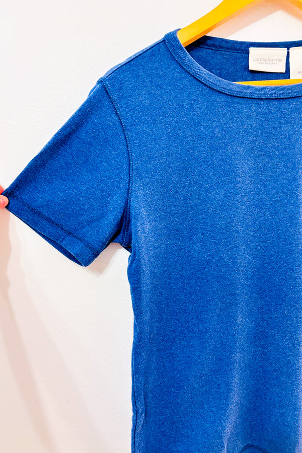 T-shirt bleu basique seconde main - Liz Claiborne- La Penderie du Paradis