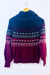 Chandail en tricot bourgogne à col roulé et motifs nordiques seconde main - RW&CO.- La Penderie du Paradis