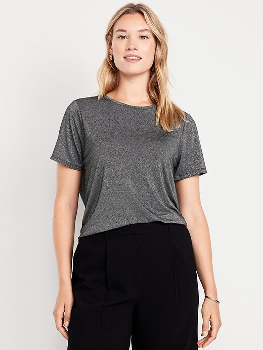T-shirt argent scintillant à manches courtes* seconde main - Old Navy- La Penderie du Paradis