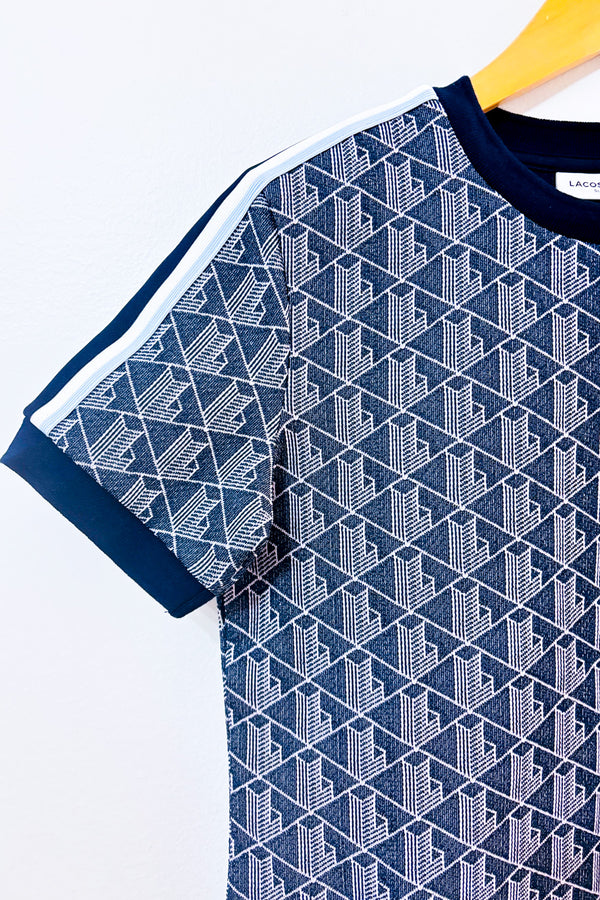 T-shirt bleu monogramme slim fit* seconde main - Lacoste- La Penderie du Paradis