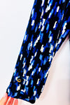 Blouse fluide noire et bleue à imprimé abstrait* seconde main - Jones New York- La Penderie du Paradis