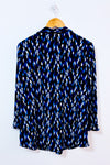 Blouse fluide noire et bleue à imprimé abstrait* seconde main - Jones New York- La Penderie du Paradis