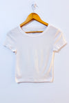 T-shirt court blanc cassé ajusté seconde main - American Eagle- La Penderie du Paradis