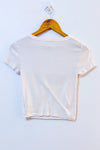 T-shirt court blanc cassé ajusté seconde main - American Eagle- La Penderie du Paradis