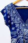 Haut cache-cœur bleu à motif paisley seconde main - SWS Streetwear Society- La Penderie du Paradis