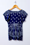 Haut cache-cœur bleu à motif paisley seconde main - SWS Streetwear Society- La Penderie du Paradis