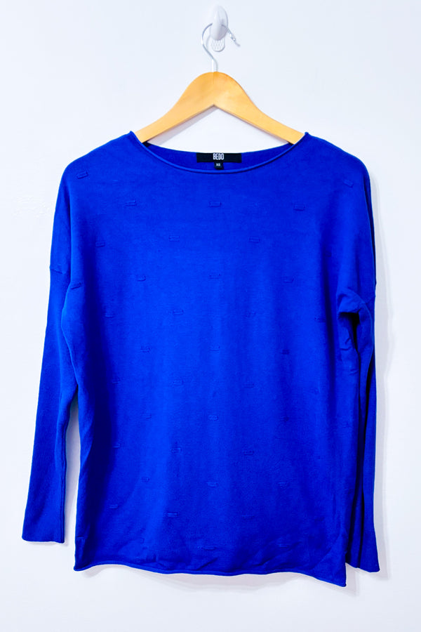 Chandail en tricot indigo texturé seconde main - Bedo- La Penderie du Paradis