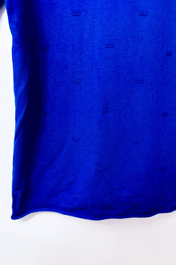 Chandail en tricot indigo texturé seconde main - Bedo- La Penderie du Paradis