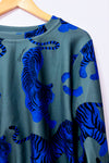 Chandail court vert à imprimé tigres bleus* seconde main - Just Cavalli- La Penderie du Paradis