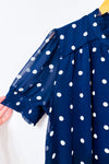Blouse fluide marine à pois blancs manches courtes seconde main - Tamara H.- La Penderie du Paradis