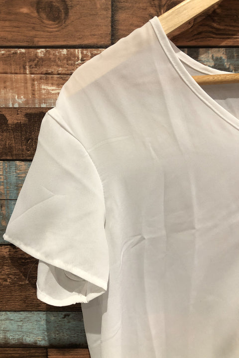 T-shirt ample blanc avec rayures noires (xs) seconde main SHEIN   