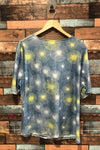 T-shirt bleu et jaune avec motifs et col fluide (xl) seconde main Emotions 