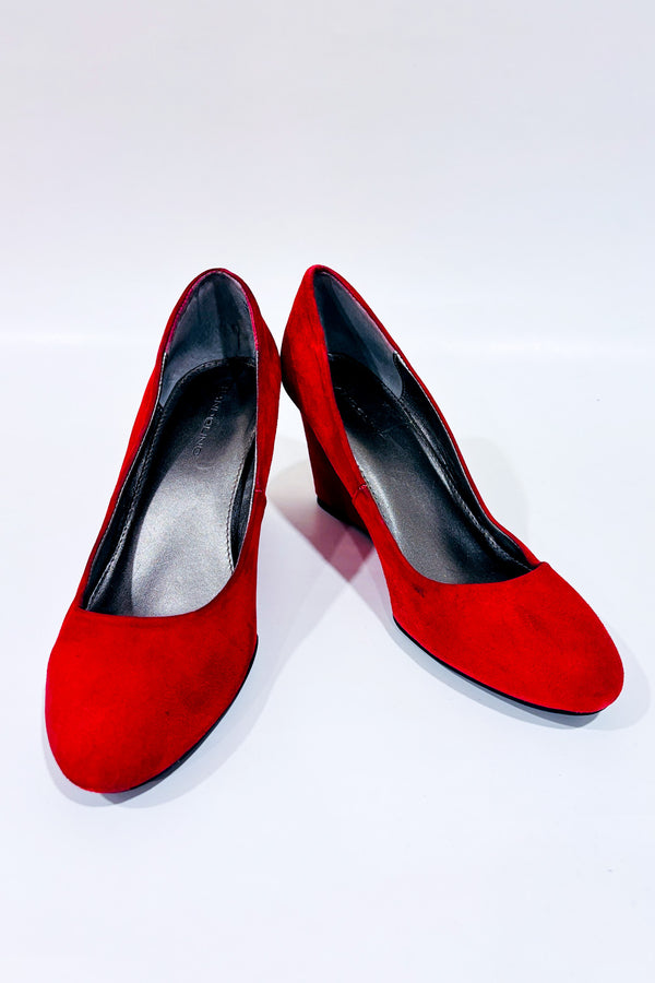 Chaussures rouges en suède avec talon compensé (7)-Bandolino-La Penderie du Paradis 🕊