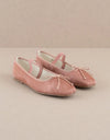Chaussures ballerine rose en velours avec bride* seconde main - Oasis Society- La Penderie du Paradis