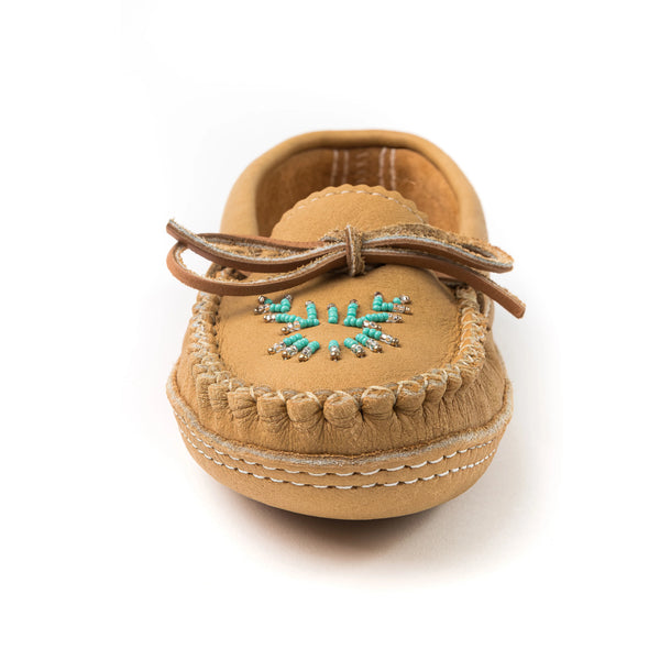 Mocassin intérieur beige en cuir avec perles* seconde main - Bastien- La Penderie du Paradis
