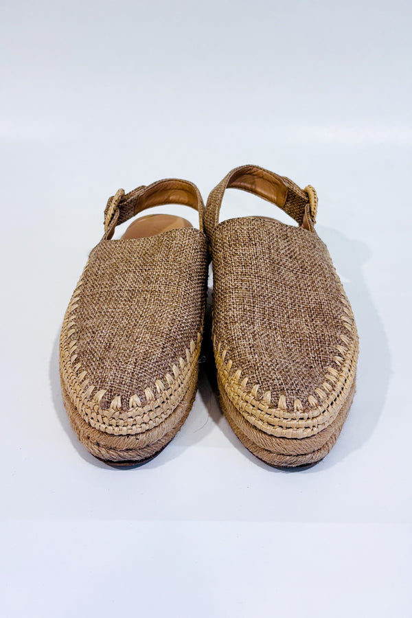 Sandales espadrilles slingback beige en jute seconde main - Zara- La Penderie du Paradis
