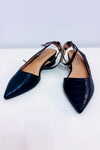 Chaussures slingback noires effet croco à talon* seconde main - Journee- La Penderie du Paradis