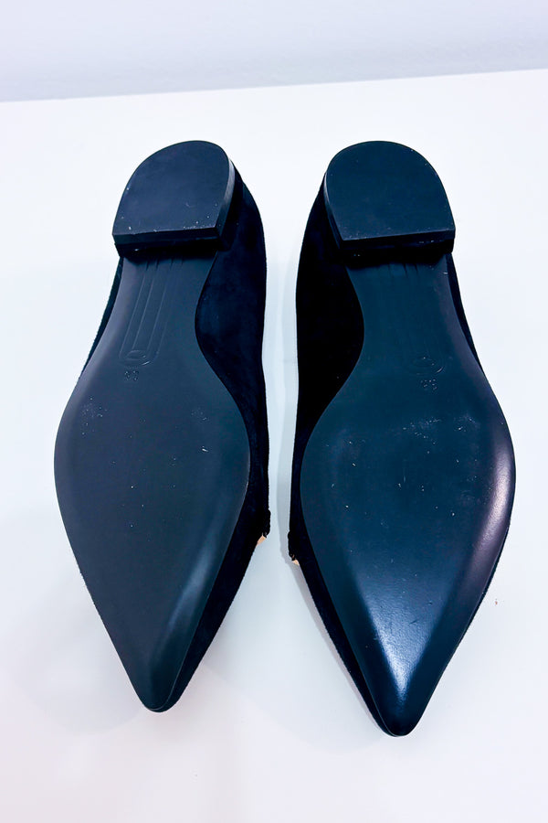 Ballerines noires en suède à détail doré* seconde main - Stella Luna- La Penderie du Paradis