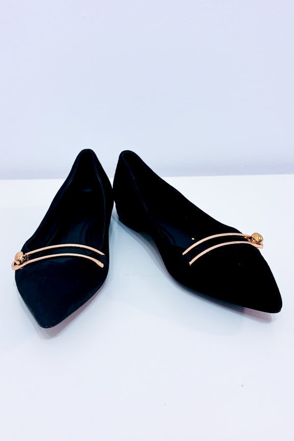Ballerines noires en suède à détail doré* seconde main - Stella Luna- La Penderie du Paradis