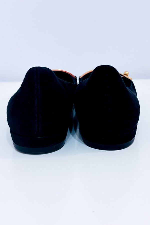 Ballerines noires en suède à détail doré* seconde main - Stella Luna- La Penderie du Paradis
