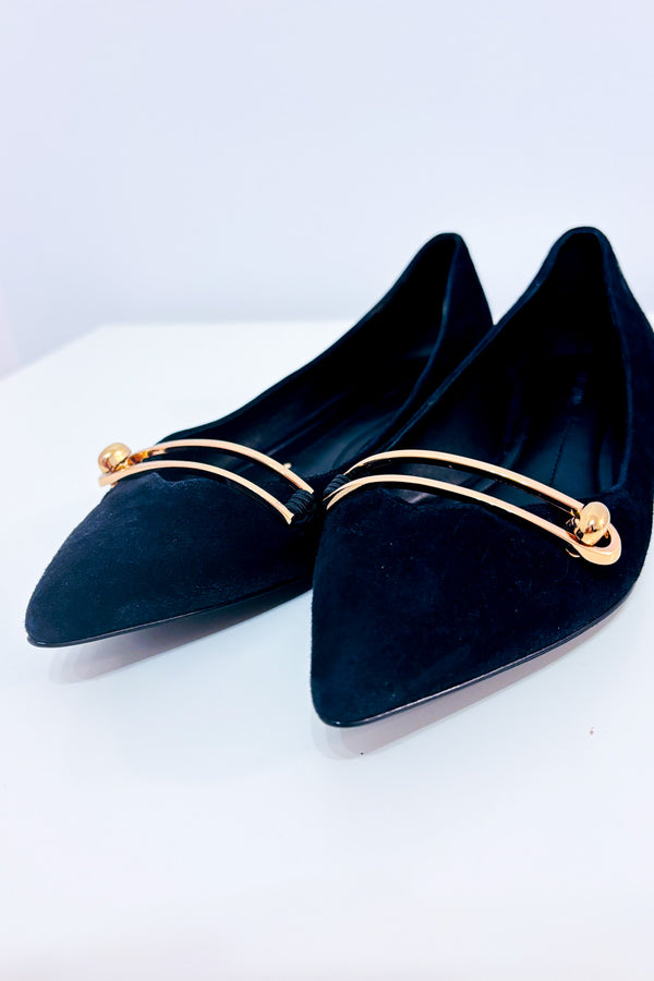 Ballerines noires en suède à détail doré* seconde main - Stella Luna- La Penderie du Paradis
