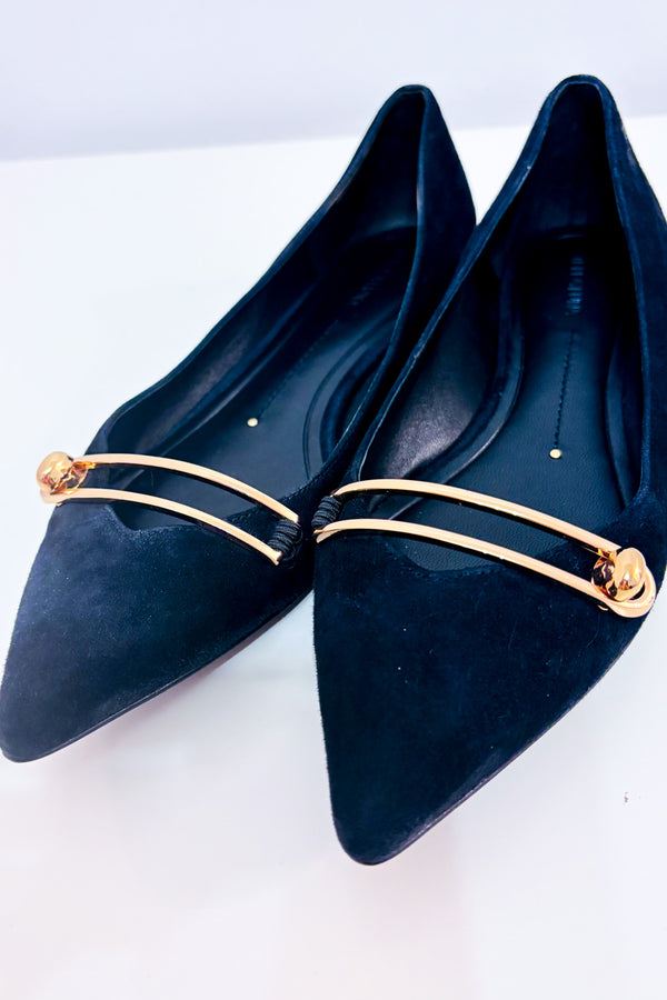 Ballerines noires en suède à détail doré* seconde main - Stella Luna- La Penderie du Paradis