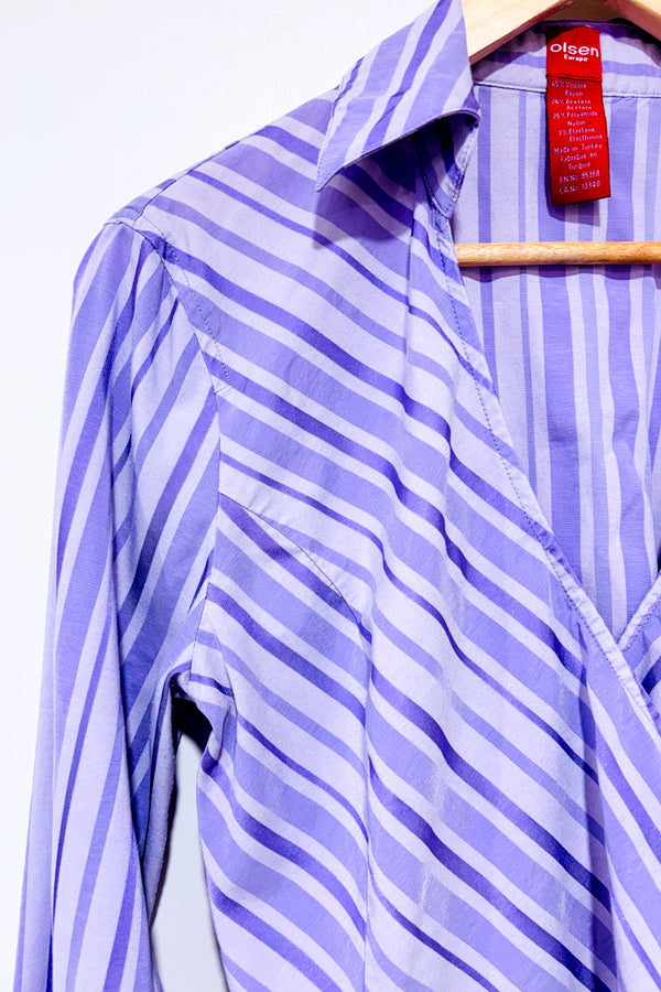 Chemise ouverte mauve rayée à nouer (m)-Olsen-La Penderie du Paradis 🕊