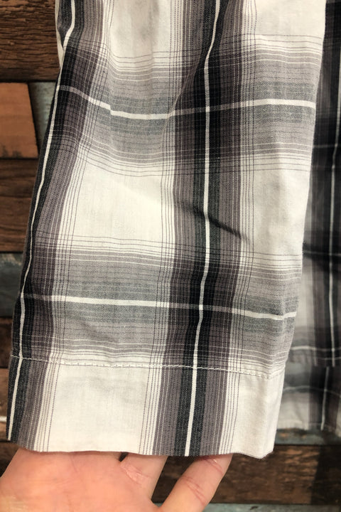 Chemise ample blanche et gris-mauve à carreaux (xs/s) seconde main Soaked in Luxury   